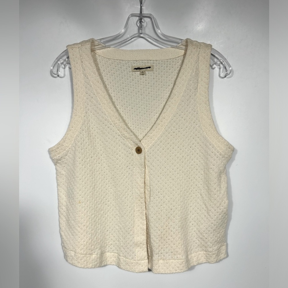 MADEWELL Pointelle Single-Button Vest Size M Bleached Canvas - Picture 5 of 13